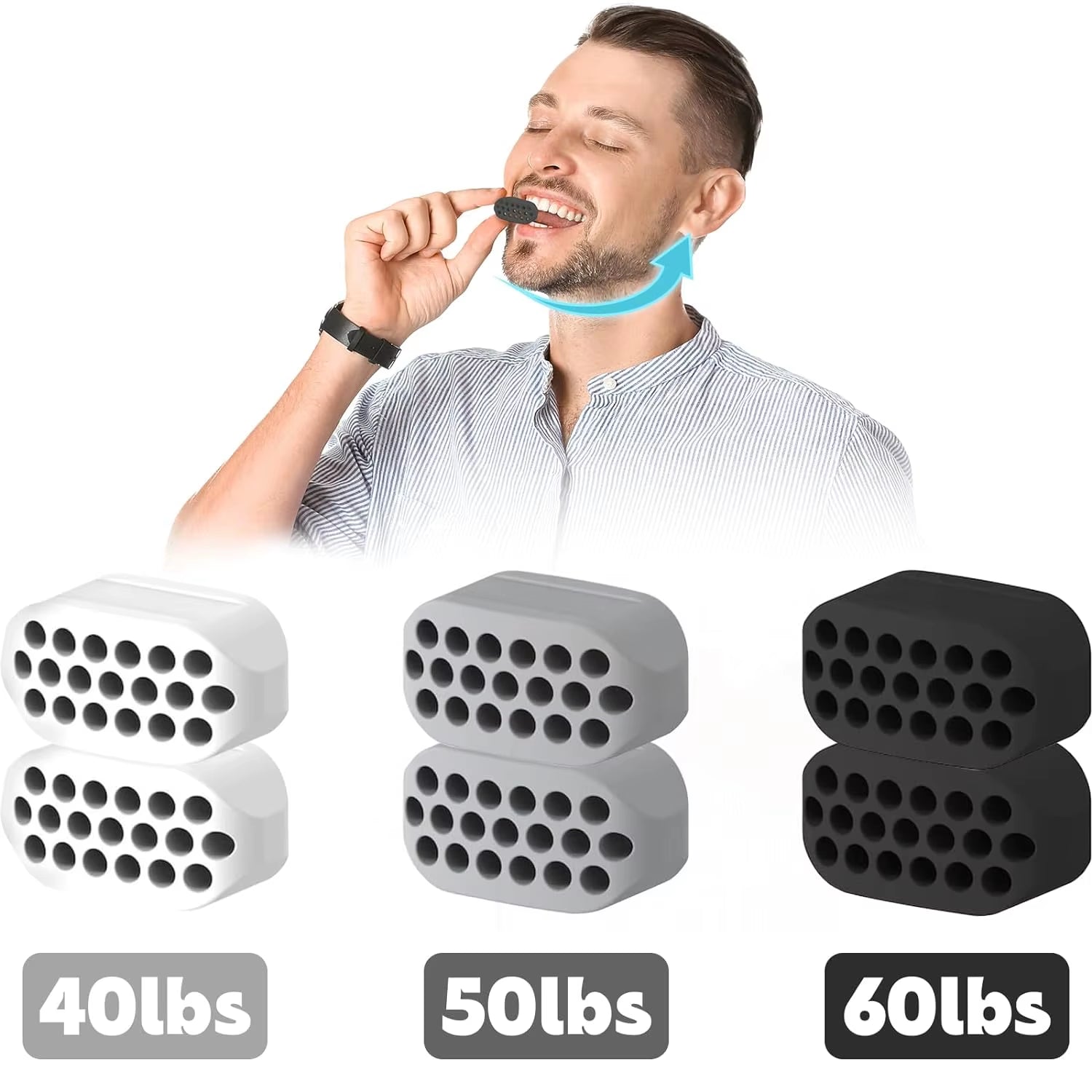 6 Pcs BPA Free Silicone Jaw Exerciser Gum Tablets 3 Resistance Levels Jaw Trainer & Jawline Exerciser Shaper for Man and Woman