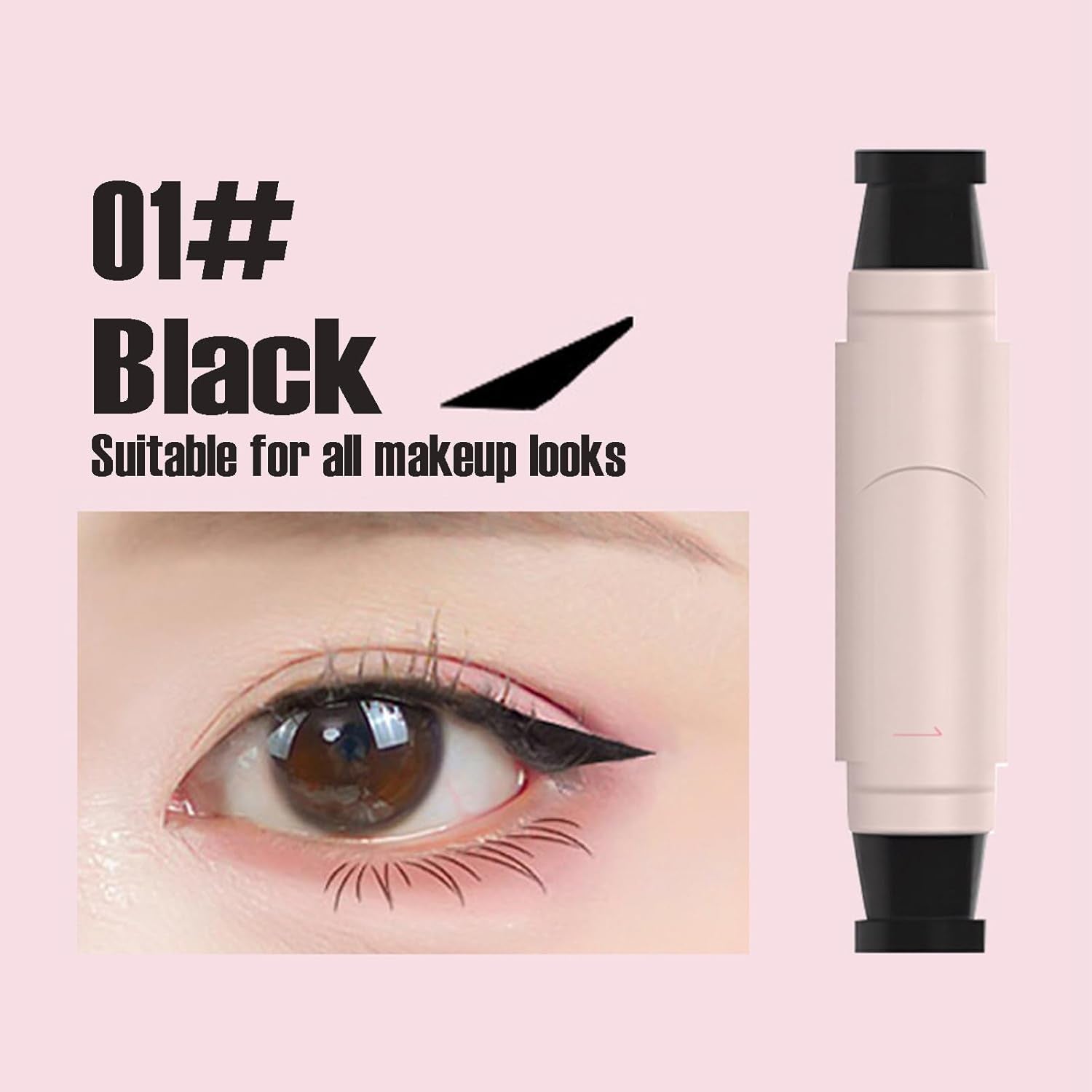 2PCS Gel Eyeliner Pencil Set, 2025 New Foldable Eyeliner Stamp for Perfect Wings, Waterproof Eyeliners Tool, Smudge Proof Eyeliners Pen for Beginners (Black+Brown)