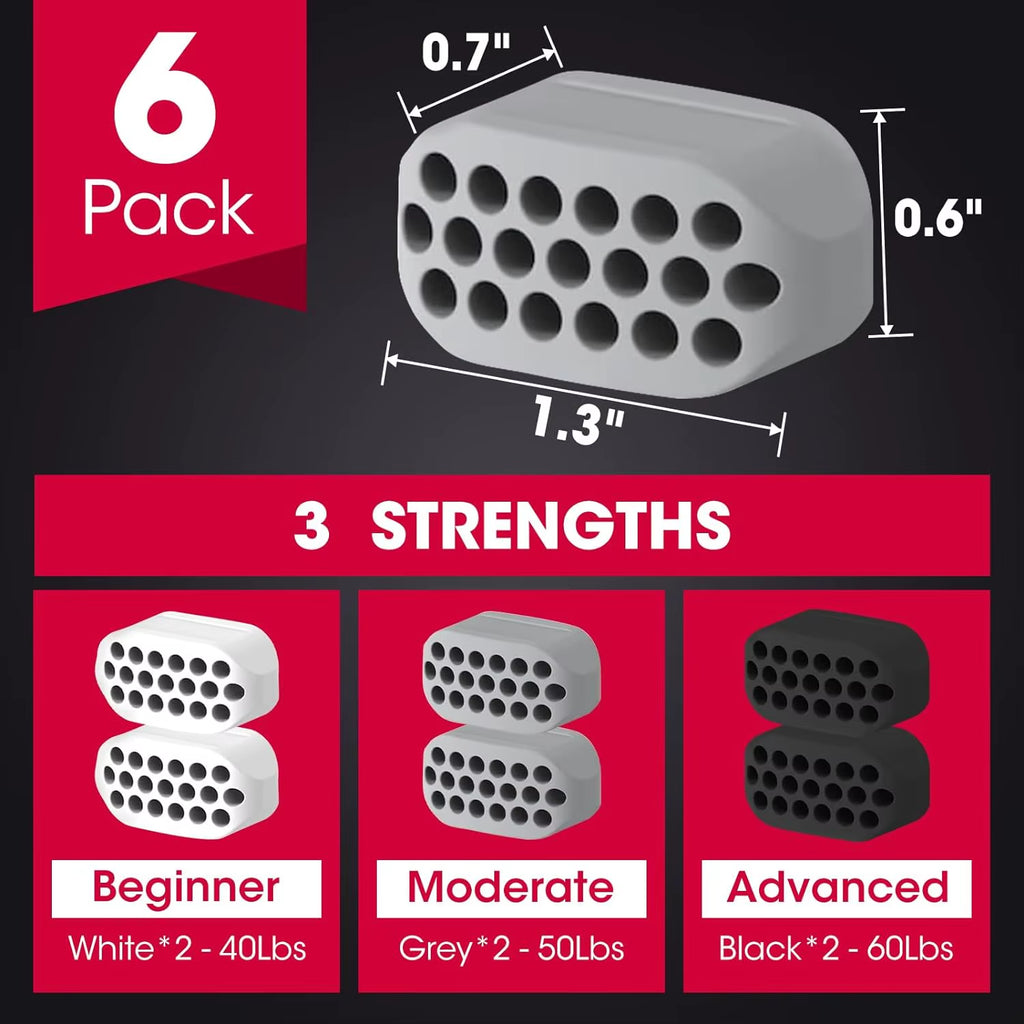 6 Pcs BPA Free Silicone Jaw Exerciser Gum Tablets 3 Resistance Levels Jaw Trainer & Jawline Exerciser Shaper for Man and Woman
