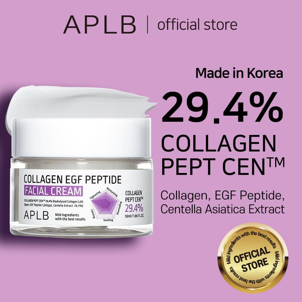 Collagen EGF Peptide Facial Cream | COLLAGEN PEPT CEN™ 29.4% 1.86 Fl.Oz/Korean Skincare, Elasticity Care, Deep Hydration, Revitalize for Gentle and Improve Skin Texture