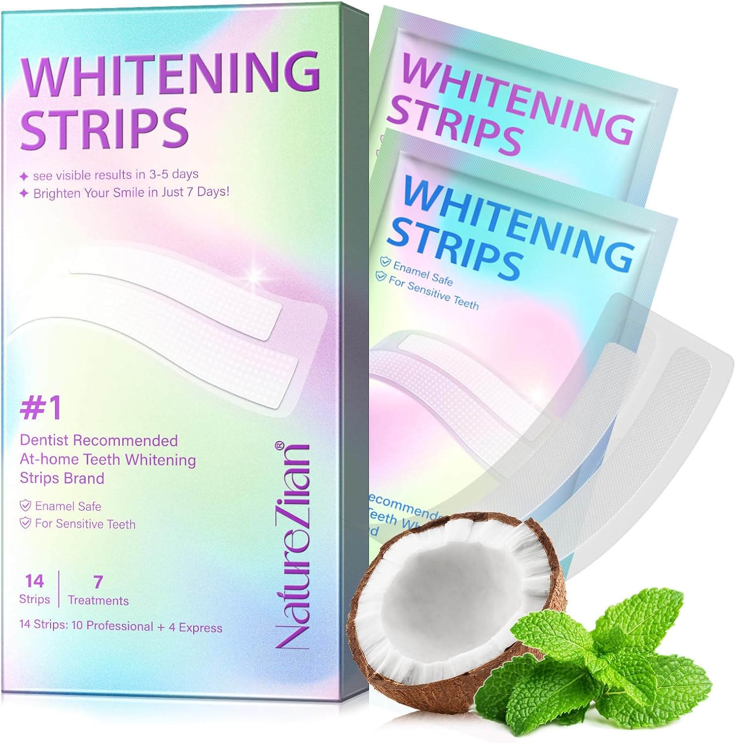 Teeth Whitening Strips,7-Day Whitening Strips,Sensitive Teeth Whitener,Enamel Safe for Whiter Teeth,Deep Stains Removal,Nstant Teeth Whitening without the Harm (14Pcs)