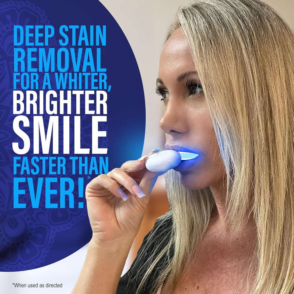 Professional Teeth Whitening Wireless Kit with LED Light & Whitening Pen, Helps Remove Surface Stains from Coffee, Food, Soda, 40 Treatments