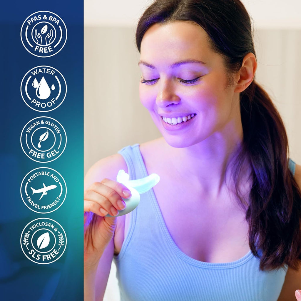 Professional Teeth Whitening Wireless Kit with LED Light & Whitening Pen, Helps Remove Surface Stains from Coffee, Food, Soda, 40 Treatments