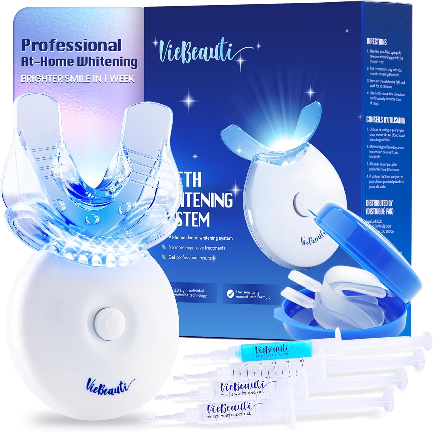 Teeth Whitening Kit with LED Light for Sensitive Teeth, 35% Carbamide Peroxide, Remineralizing Gel for Fast Results Mint