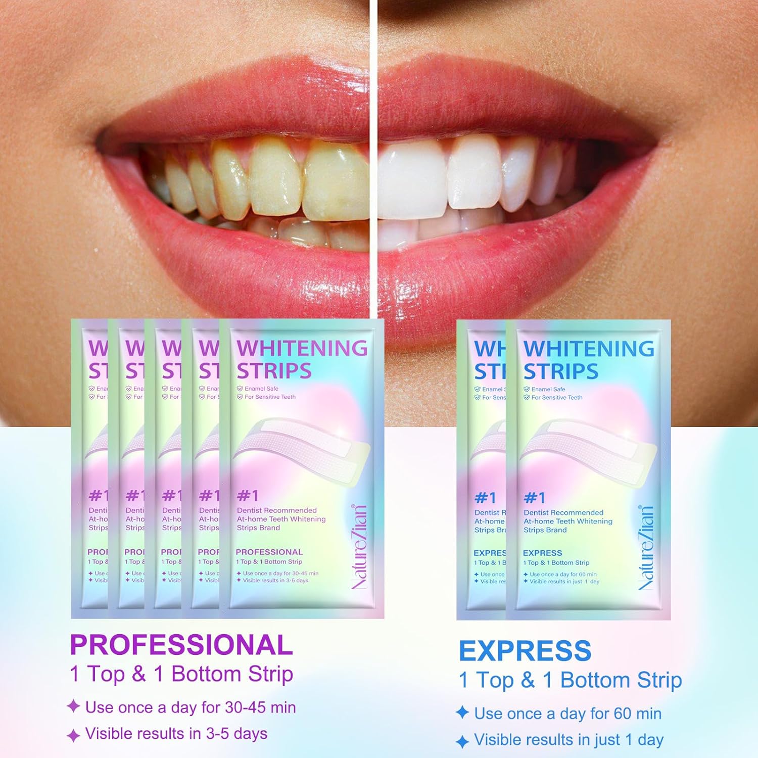 Teeth Whitening Strips,7-Day Whitening Strips,Sensitive Teeth Whitener,Enamel Safe for Whiter Teeth,Deep Stains Removal,Nstant Teeth Whitening without the Harm (14Pcs)