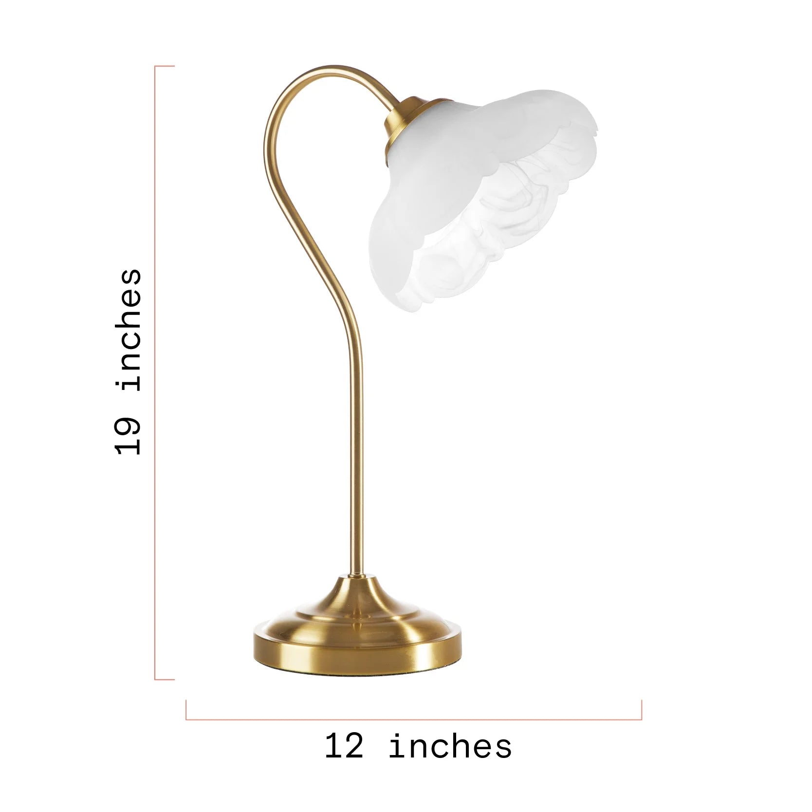 19" Gold Metal Table Lamp with Glass Petal Shade